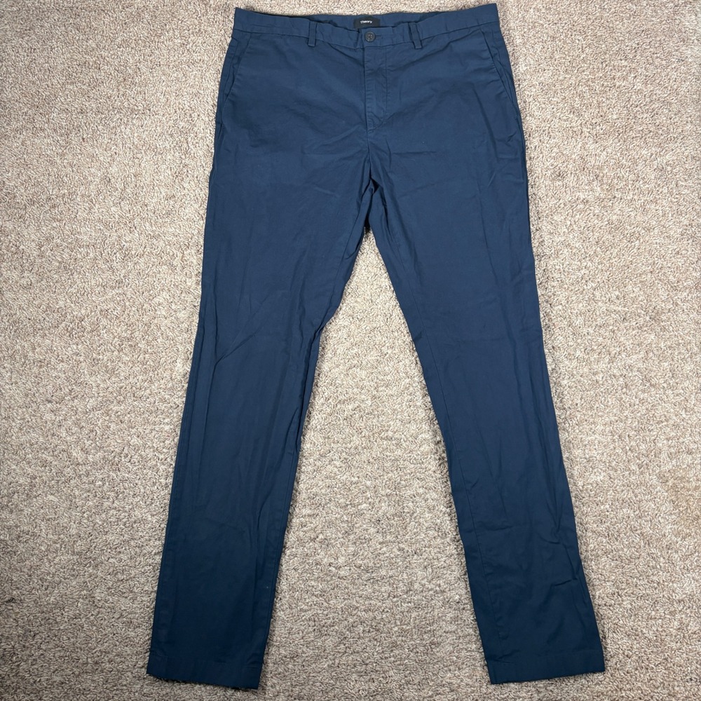 Theory Mens Zaine SW Slub Poplin Slim Fit Navy Blue Pants K0274208 Size 34